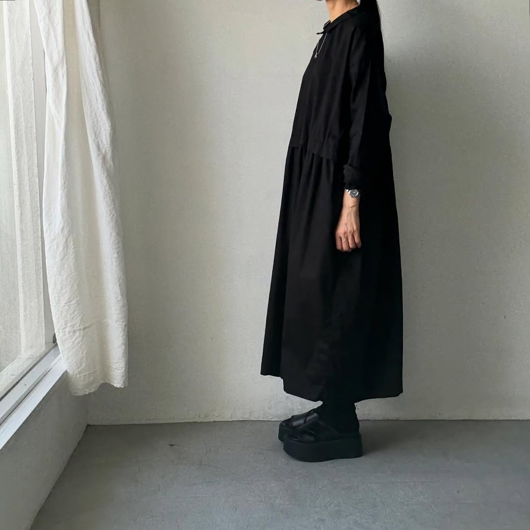 jujudhau コットンツイルプリンプドレス