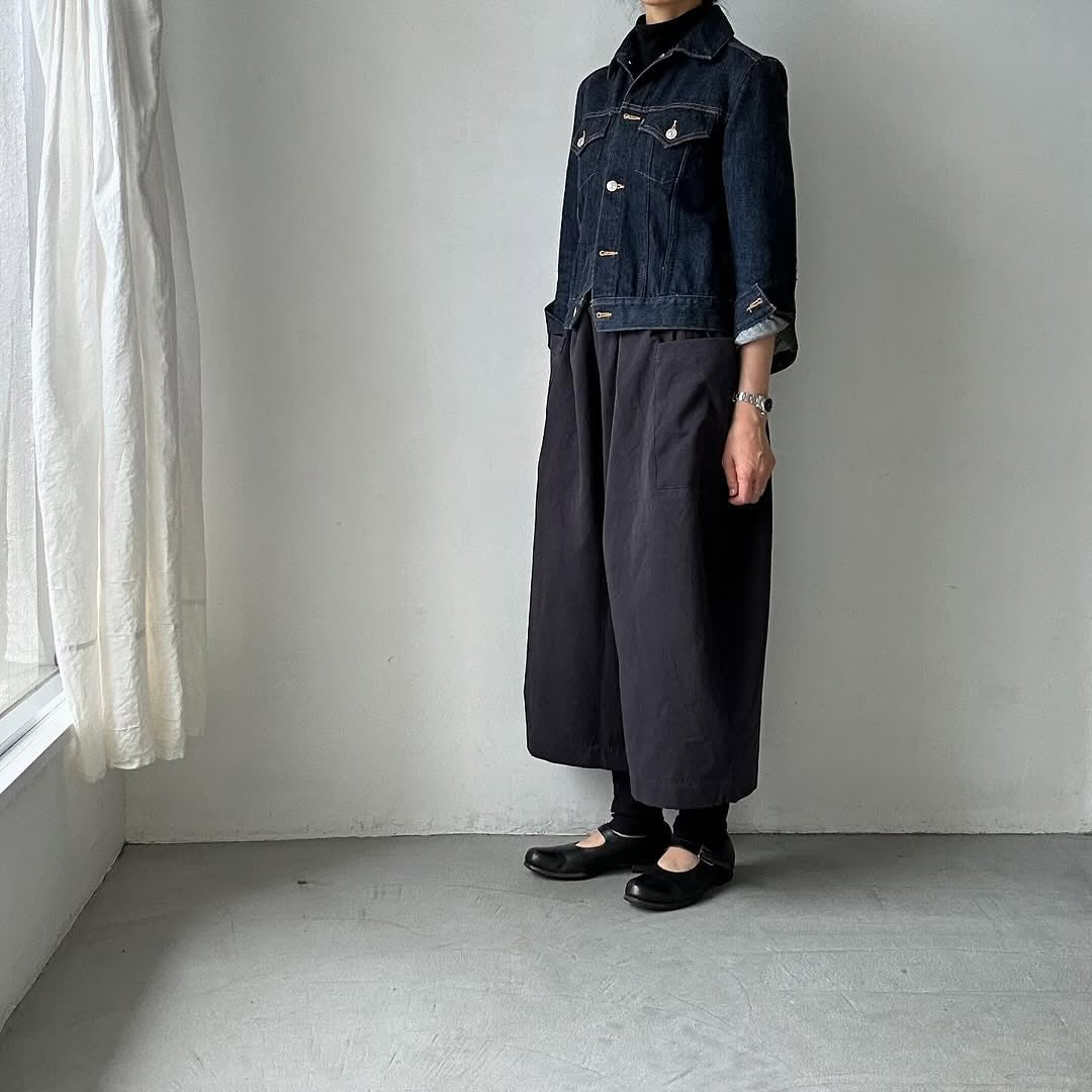 atelier d'antan Perriereコットンワイドパンツ ダークグレー