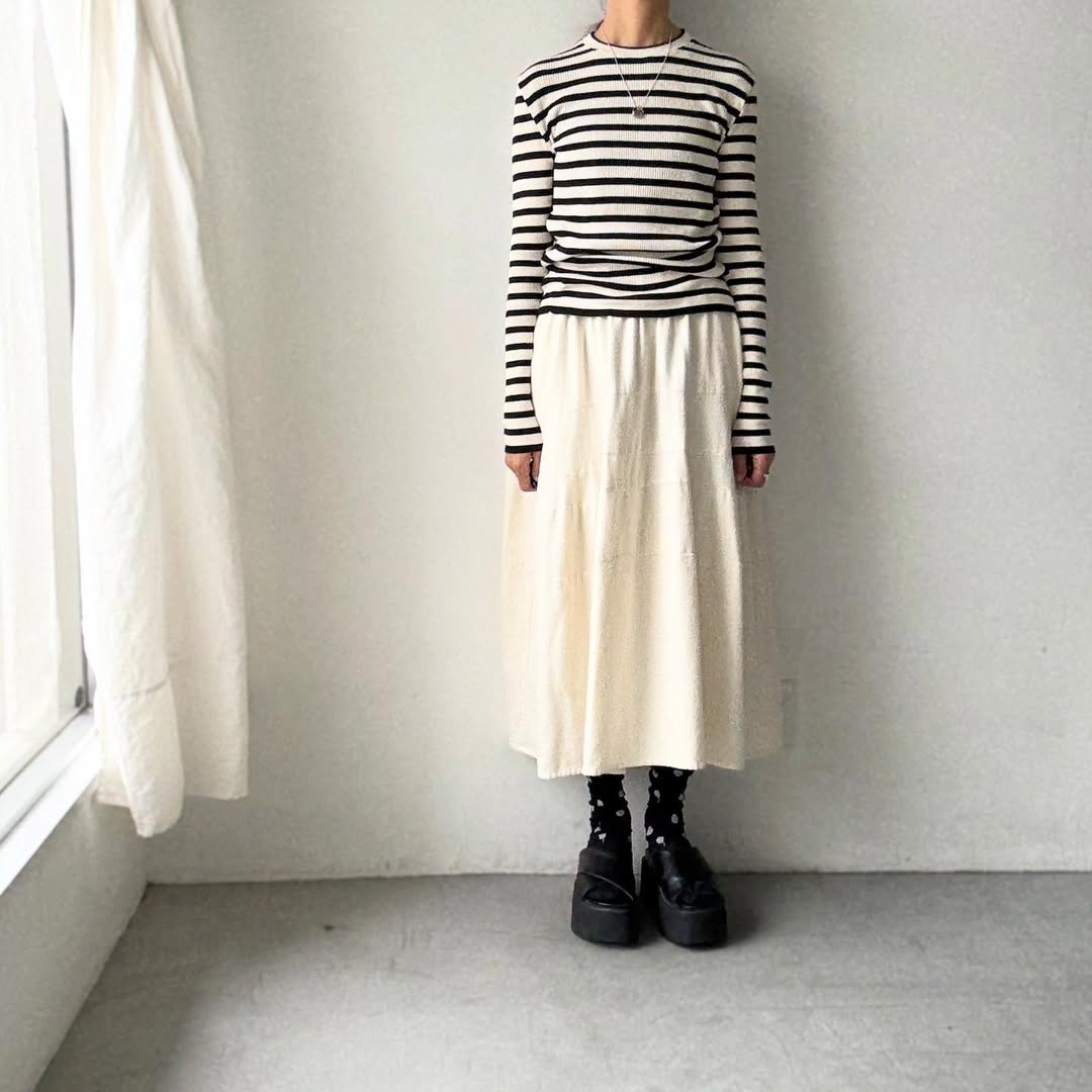 R&D.M.Co ボーダークルーネックリブニットソー