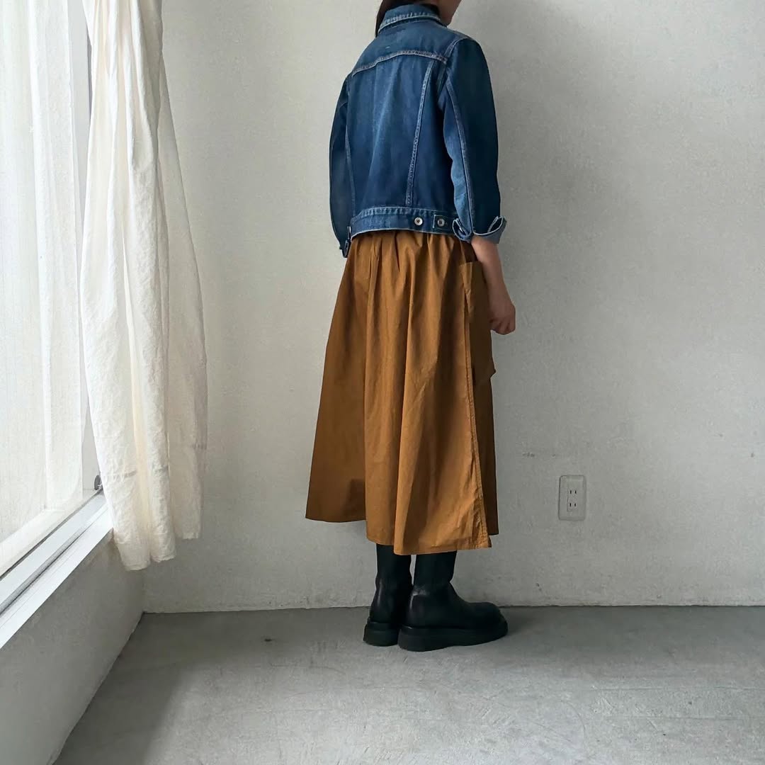 R&D.M.Co ガーメントダイタイプライターポケットスカート ブラウンS