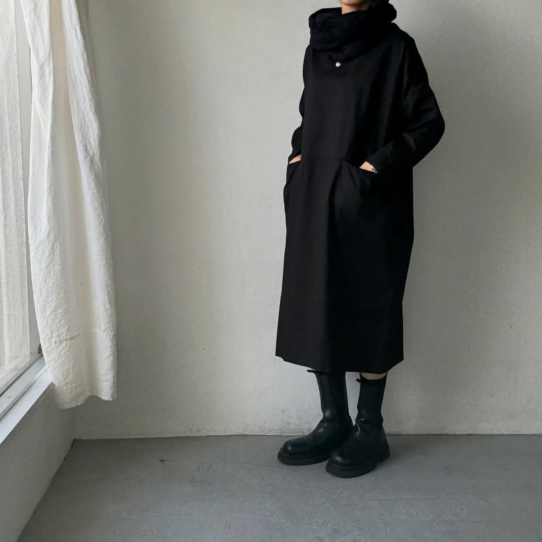 jujudhau コットンツイルイージードレス