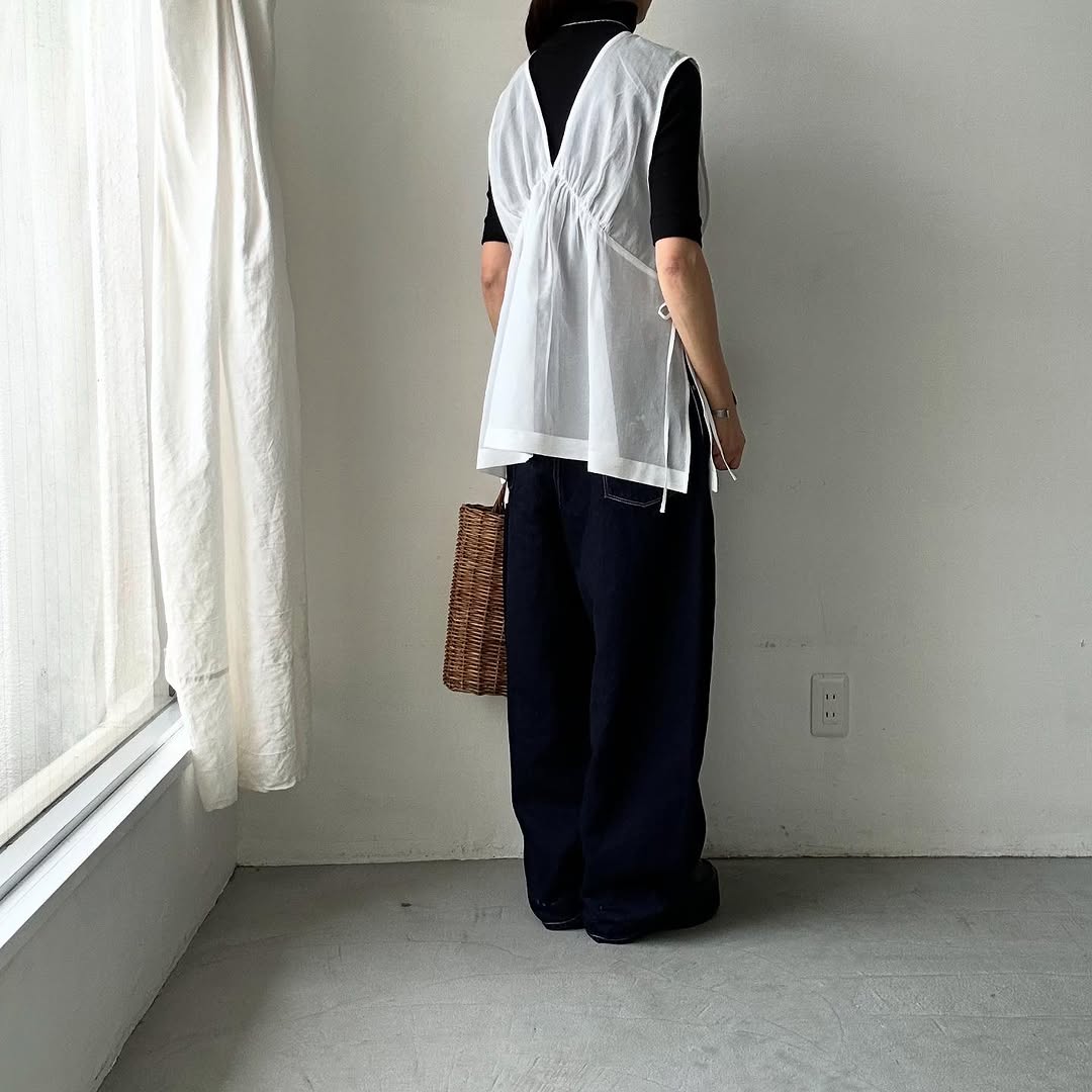 TENNE HANDCRAFTED MODERN コットンオーガンジー2wayショートドレス ホワイト