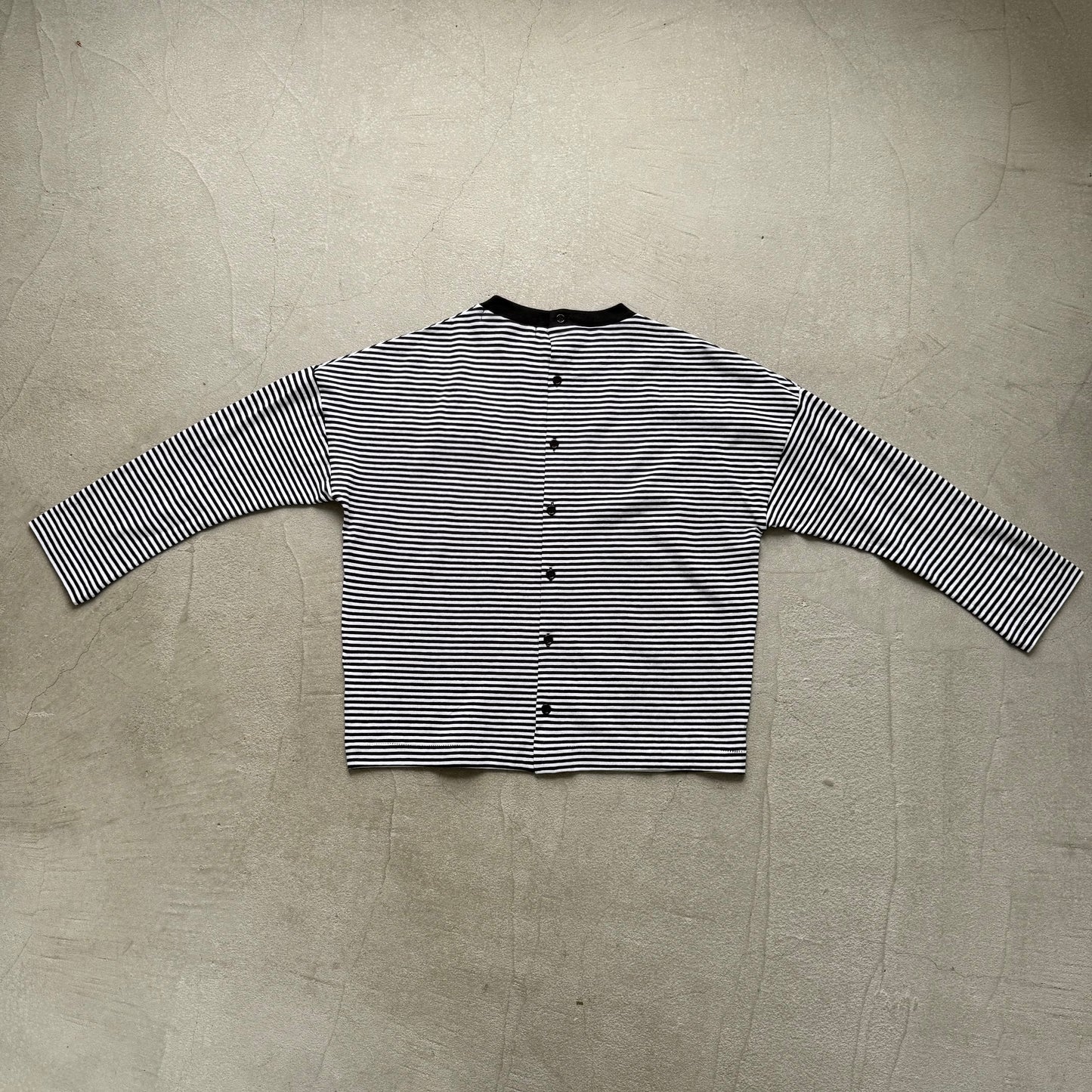 R&D.M.Co ガーゼボーダードロップショルダーバックボタンシャツアップルパッチ thin