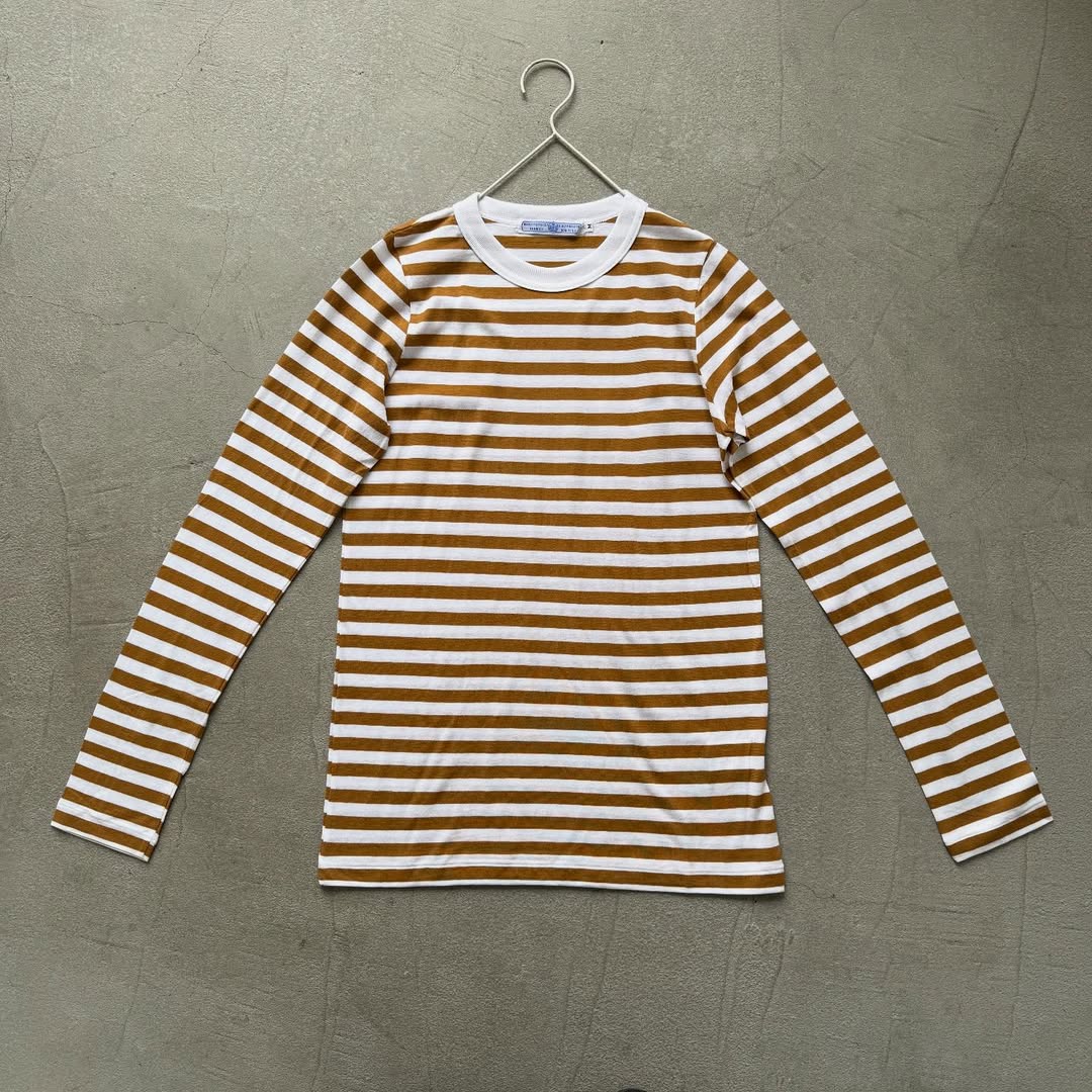 R&D.M.Co ガーゼボーダー長袖Tシャツ カフェオレ Mサイズ