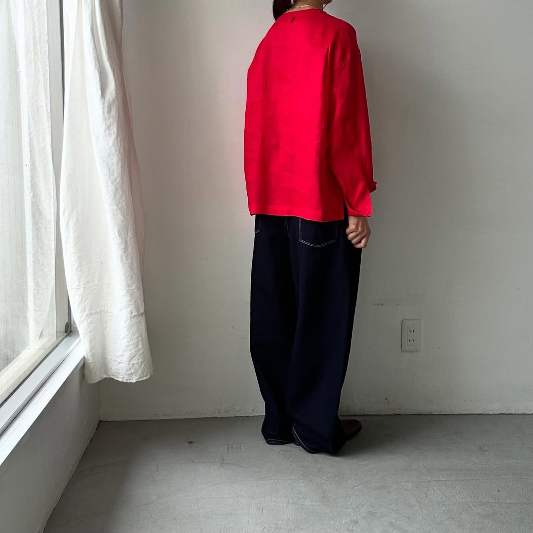 atelier naruse リネンスモックブラウス レッド