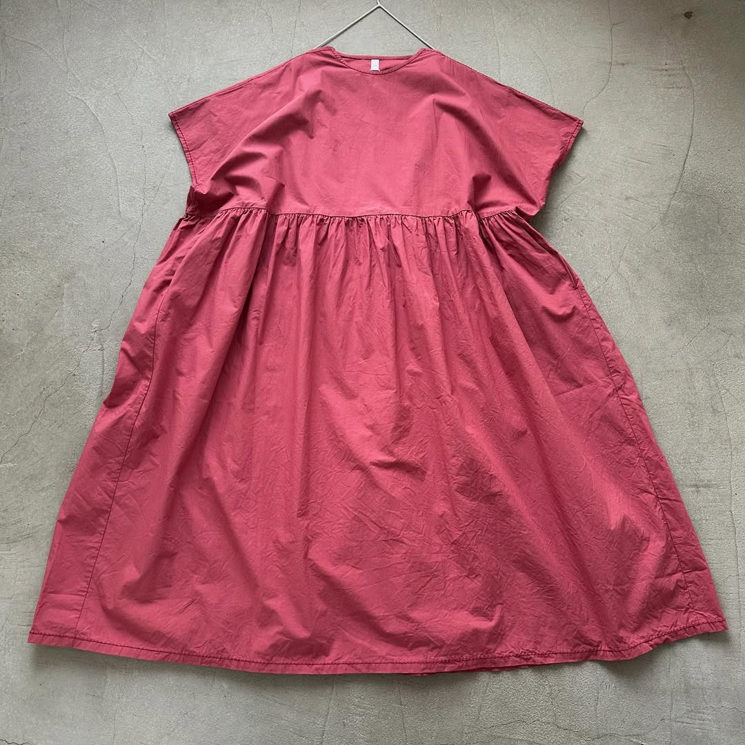 homspun コンパクトウェザービッグギャザーワンピース ピンク