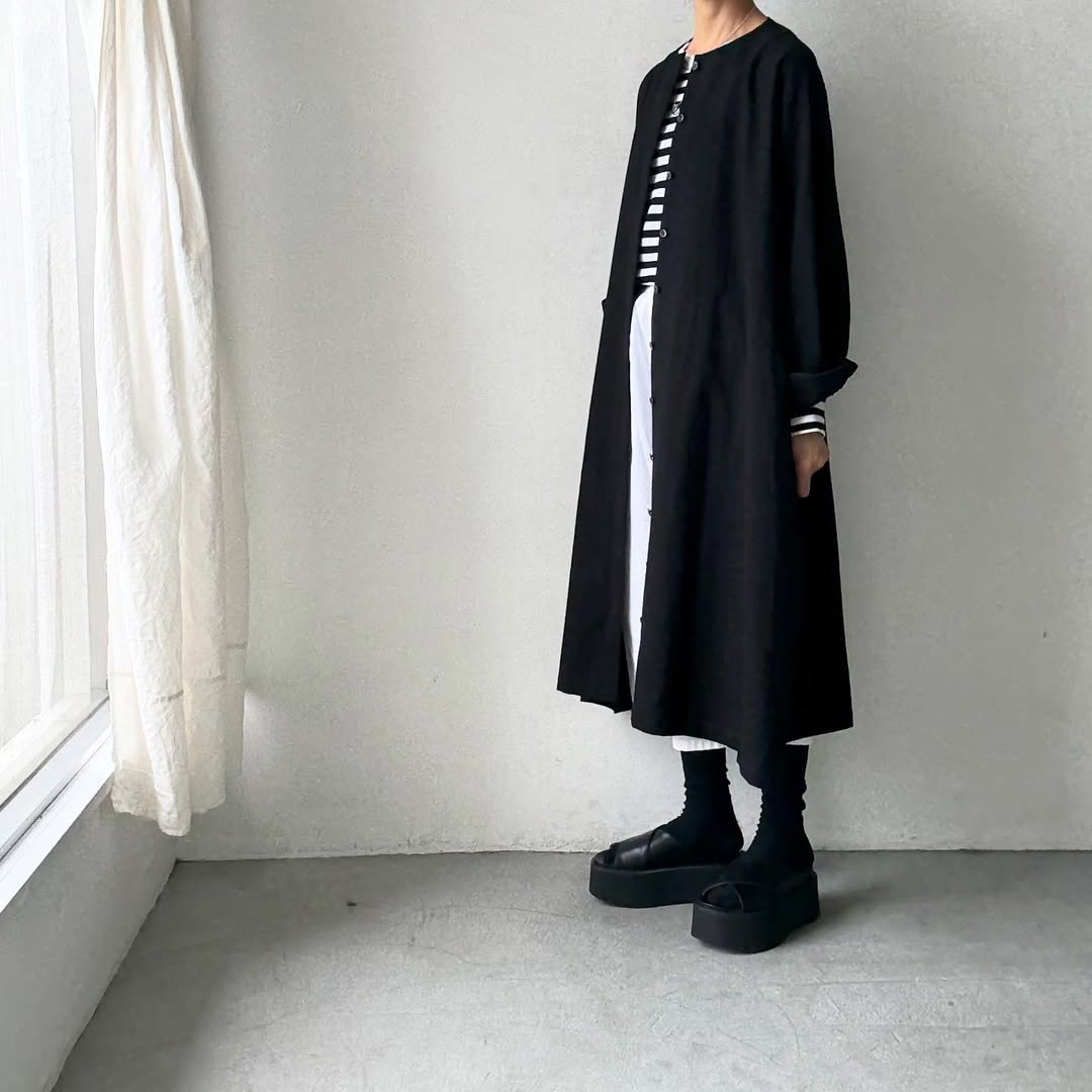 atelier naruse コットンウールシャツワンピース