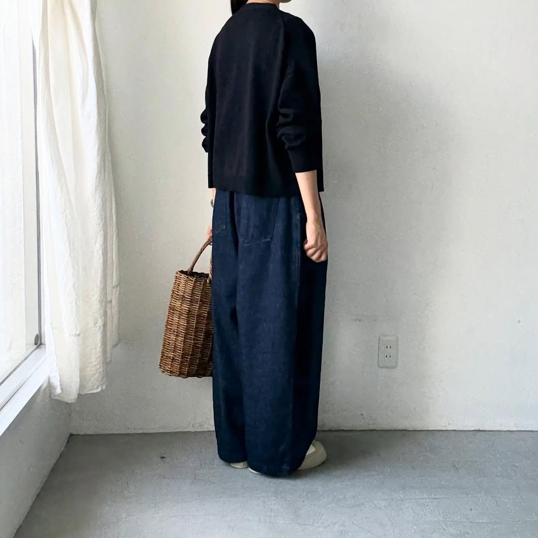 atelier naruse コットンウールニットカーディガン ブラック