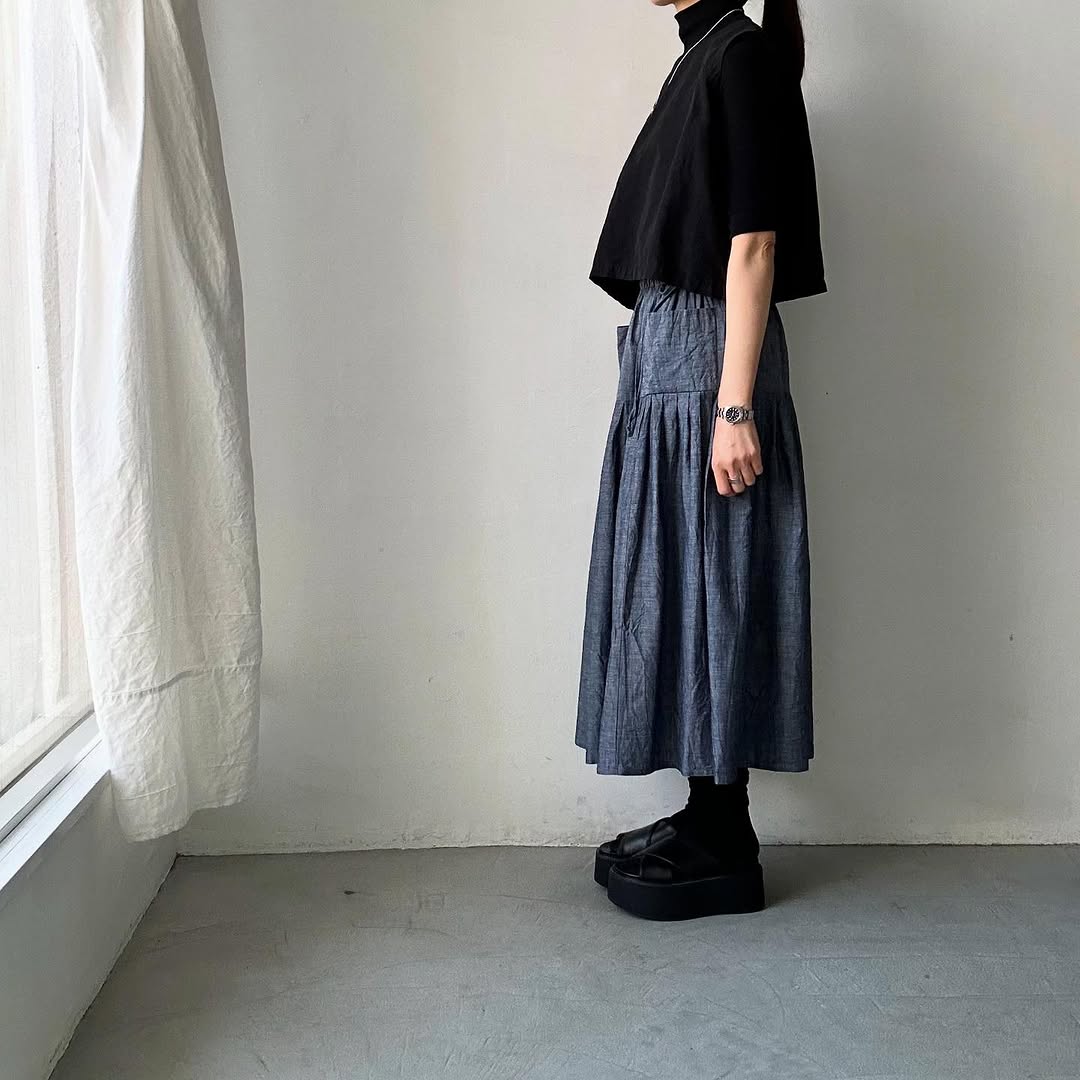 MAGALI インディゴコットンティアードスカート