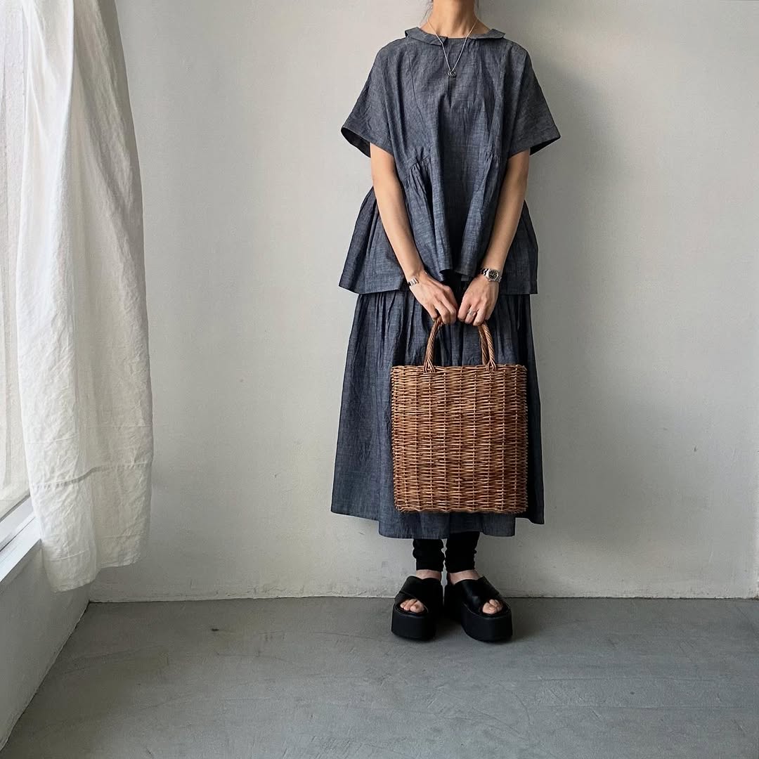 MAGALI インディゴコットンティアードスカート