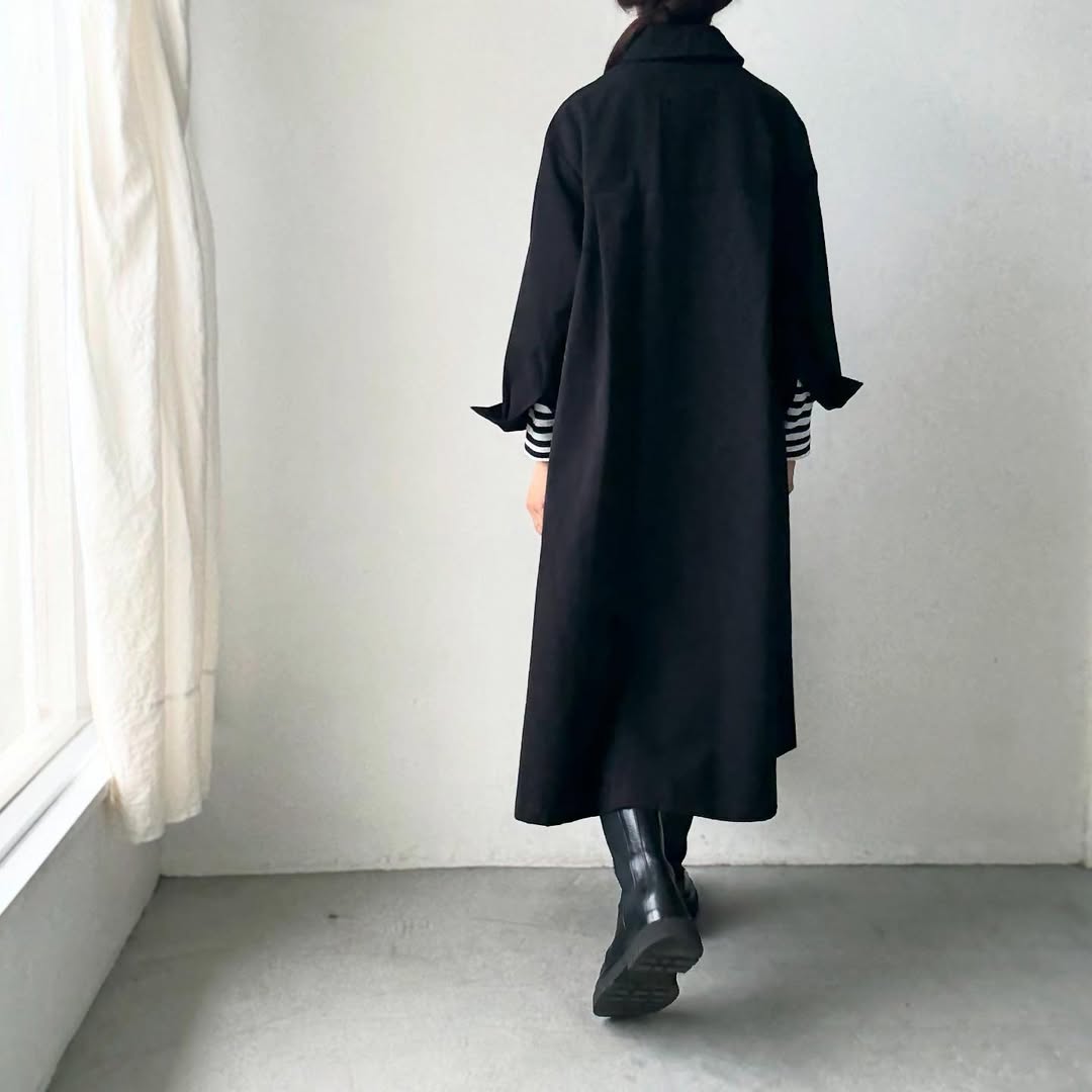 atelier d'antan Girardコットンコートワンピース ブラック