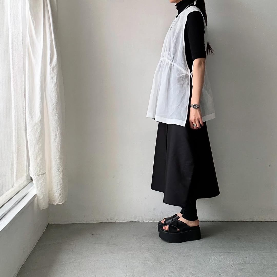 TENNE HANDCRAFTED MODERN コットンオーガンジー2wayショートドレス ホワイト