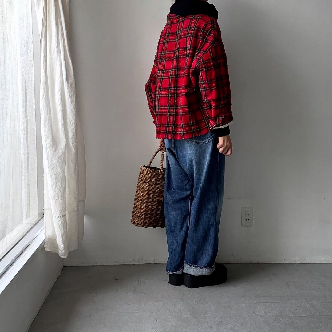 atelier naruse ウールコットンタータンチェックテーラードジャケット