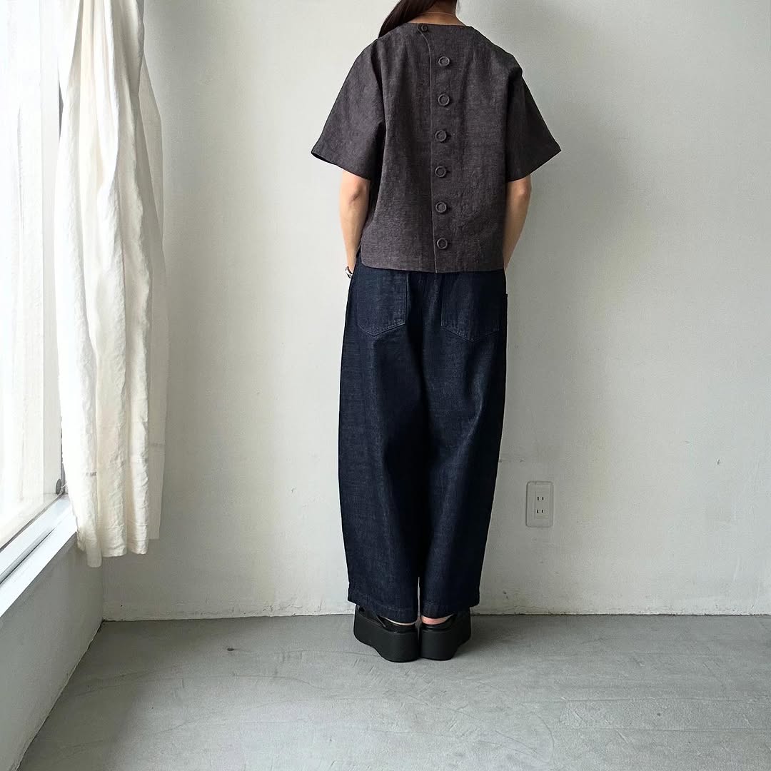 atelier naruse チューリップコットンリネンスモックブラウス