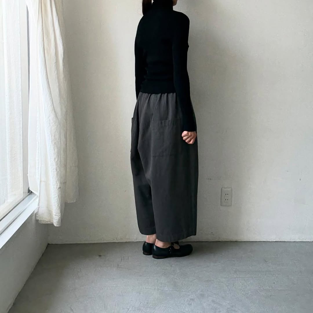 受付終了🟡11月納期受注会商品🟡 SACUCA ウールコットンリネンポケットワイドパンツ size1