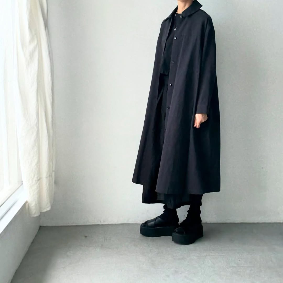 atelier d'antan Girardコットンコートワンピース ダークグレー