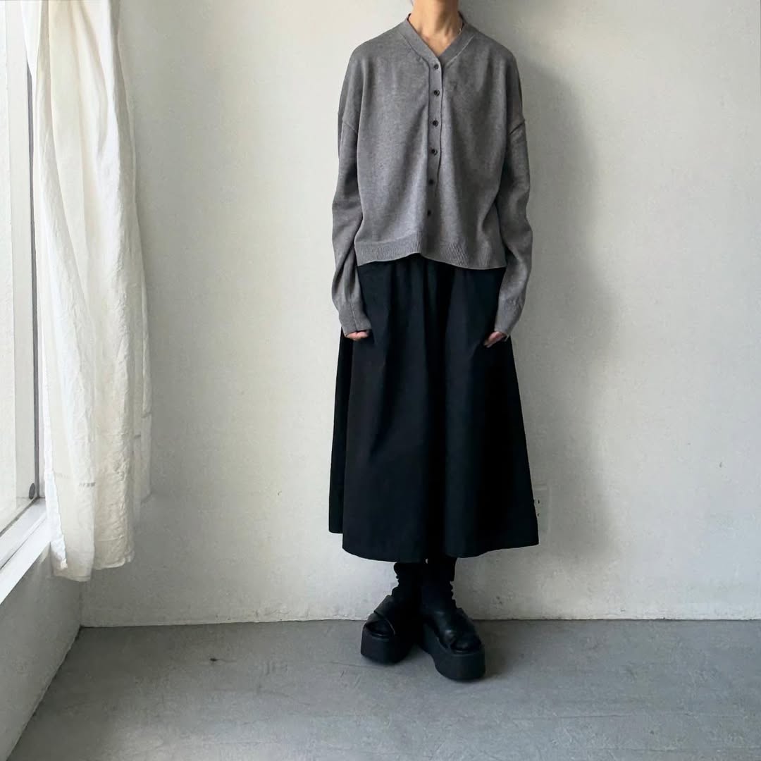 atelier naruse コットンウールニットカーディガン グレー
