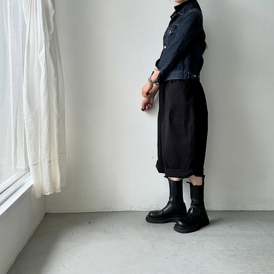 atelier d'antan Perriereコットンワイドパンツ ブラック