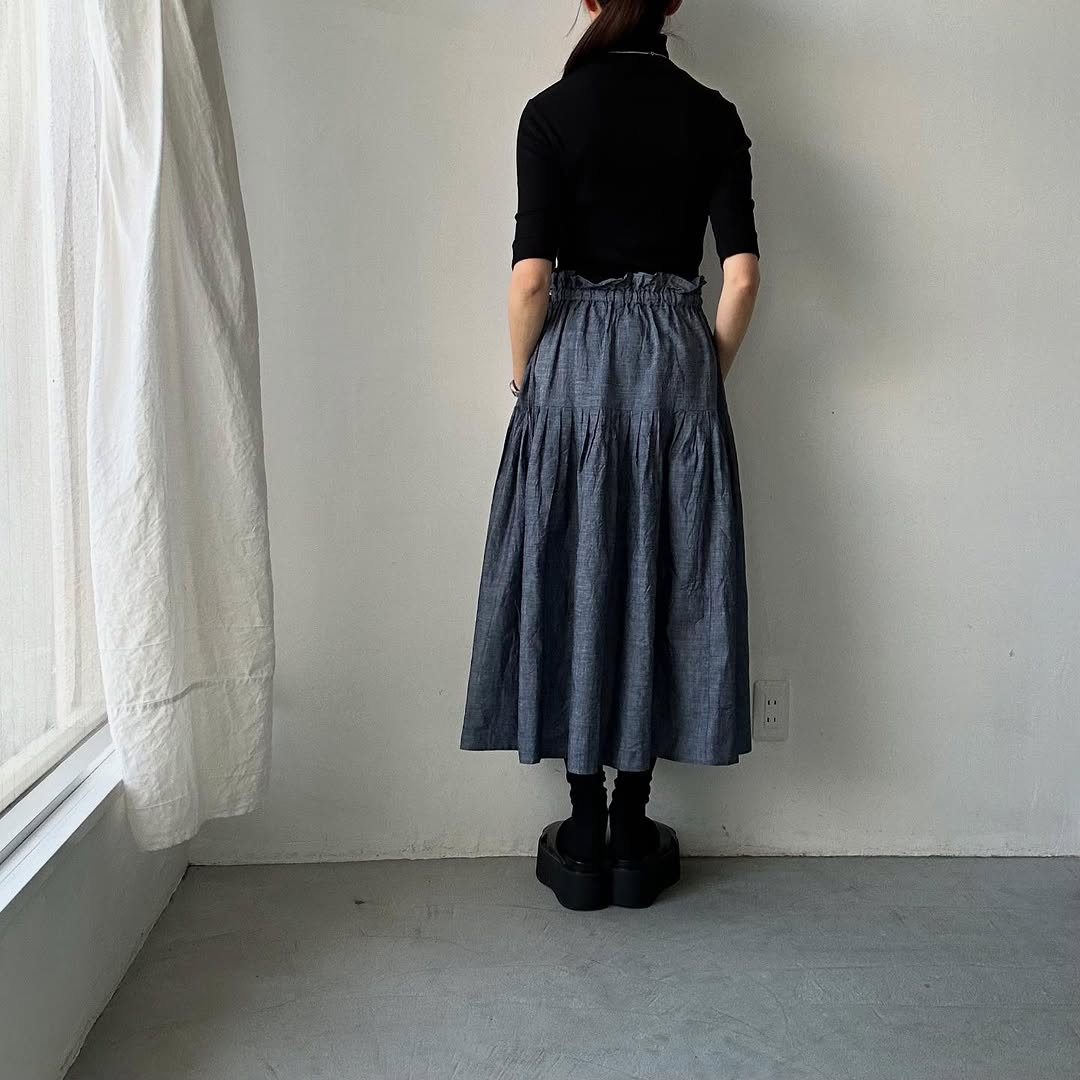 MAGALI インディゴコットンティアードスカート