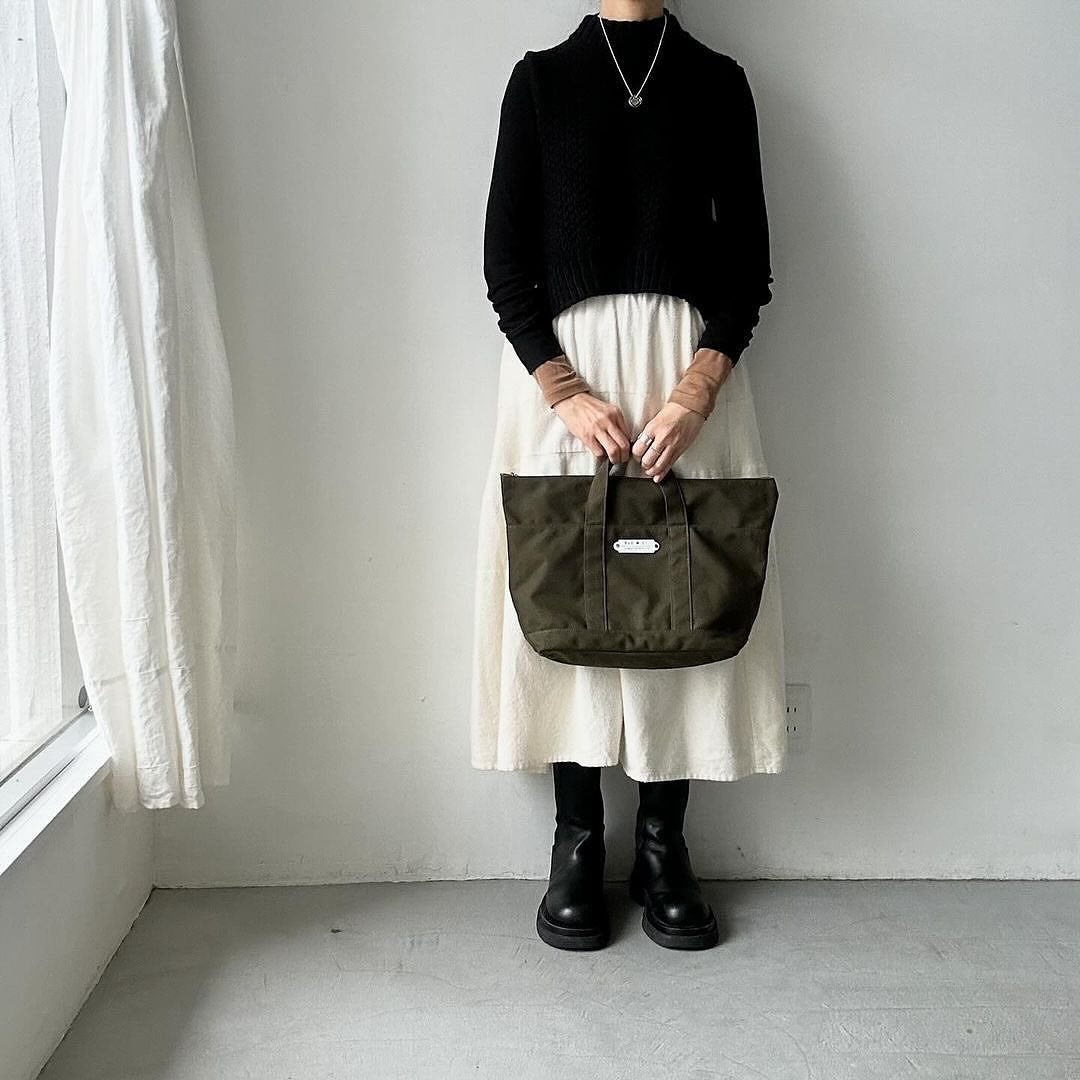 R&D.M.Co トートバッグ(ファスナー付) カーキ