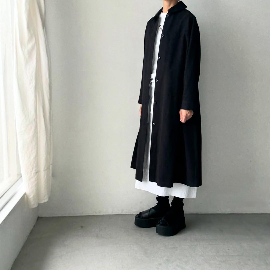 atelier d'antan Girardコットンコートワンピース ブラック