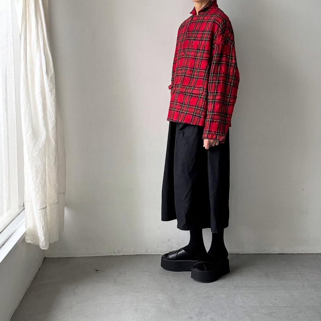 atelier naruse ウールコットンタータンチェックテーラードジャケット