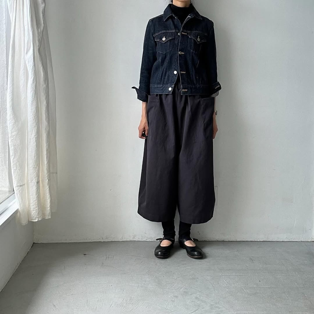 atelier d'antan Perriereコットンワイドパンツ ダークグレー