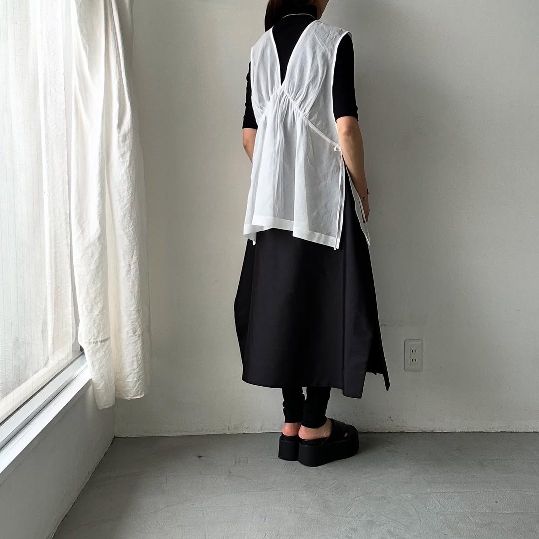 TENNE HANDCRAFTED MODERN コットンオーガンジー2wayショートドレス ホワイト
