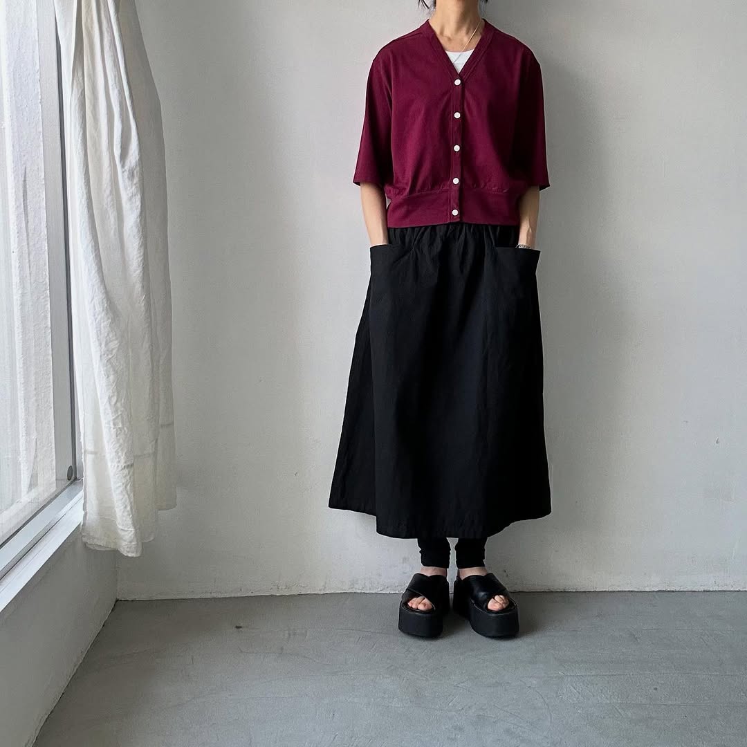 homspun 天竺5分袖カーディガン グレープ
