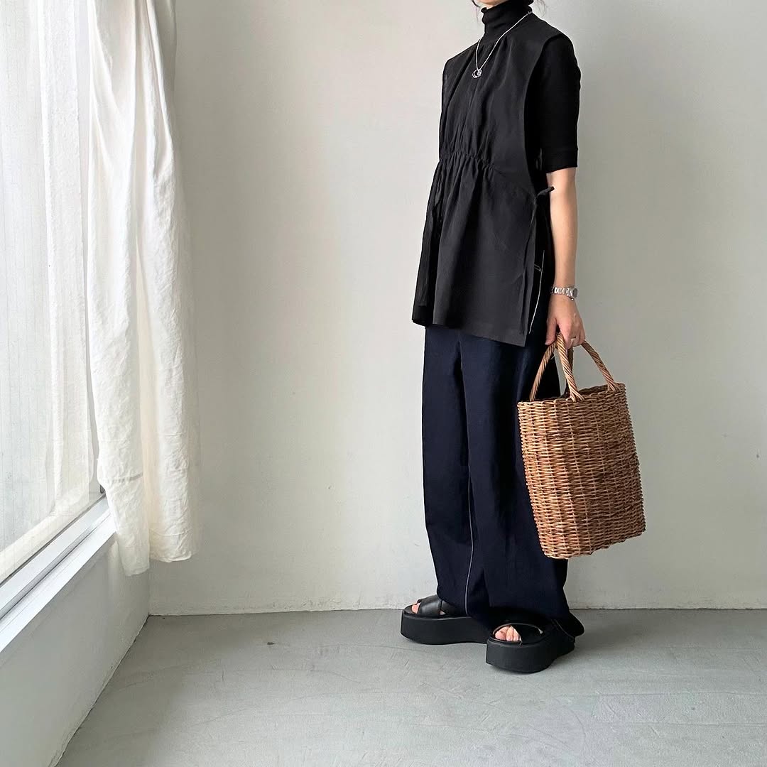 TENNE HANDCRAFTED MODERN コットンオーガンジー2wayショートドレス ブラック