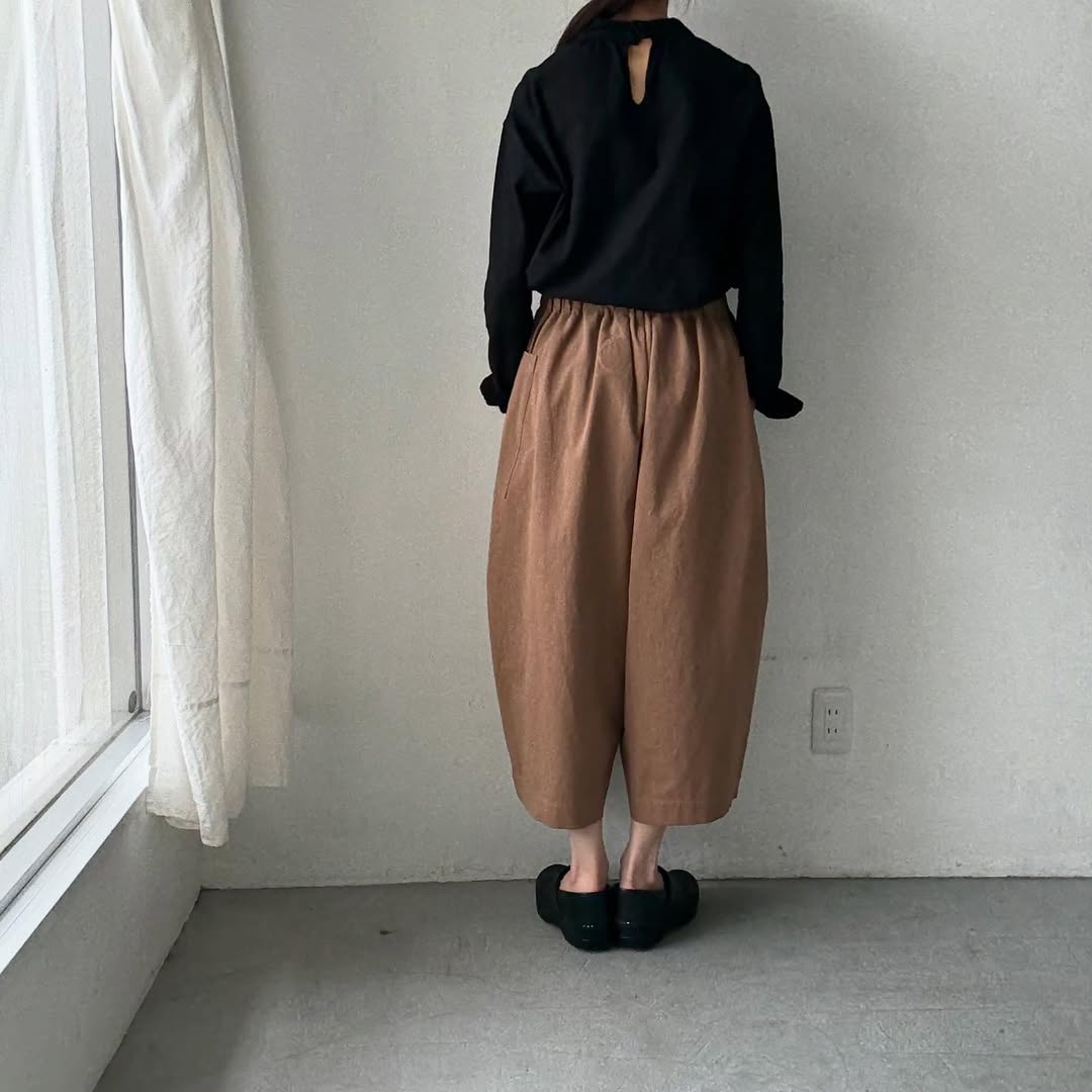 atelier d'antan Perriereコットンワイドパンツ カーキ