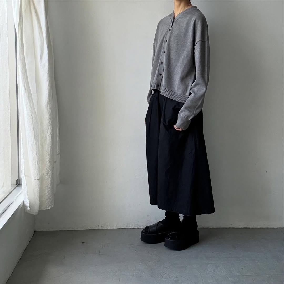 atelier naruse コットンウールニットカーディガン グレー