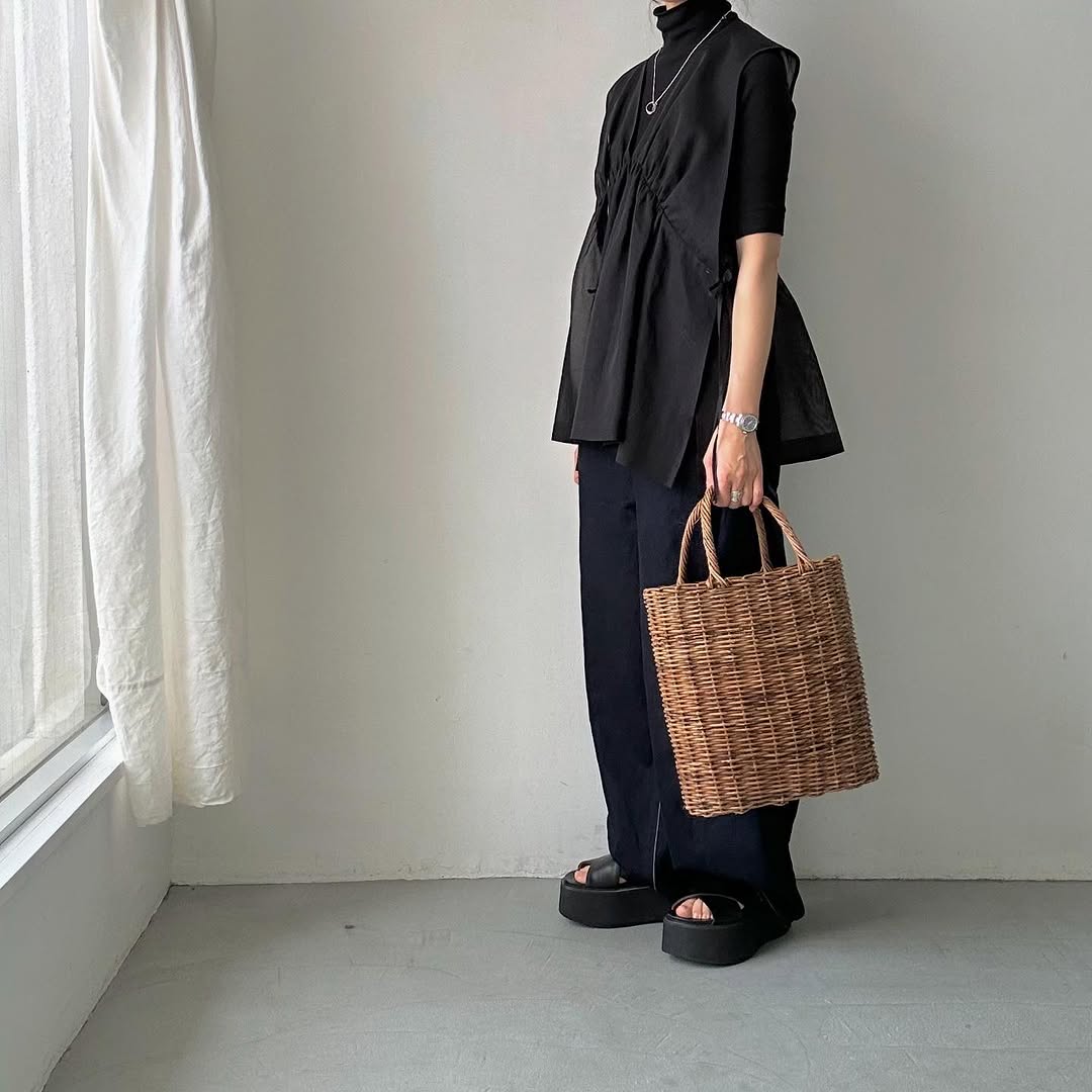 TENNE HANDCRAFTED MODERN コットンオーガンジー2wayショートドレス ブラック