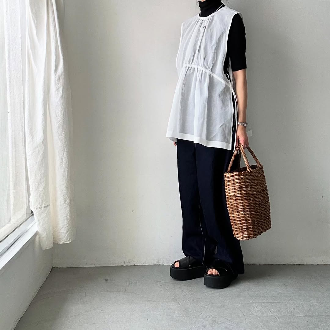 TENNE HANDCRAFTED MODERN コットンオーガンジー2wayショートドレス ホワイト