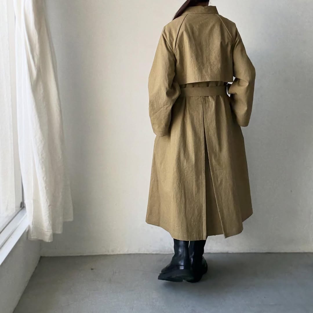 MAGALI コットンリネンアンティークキャンバストレンチコート カーキ