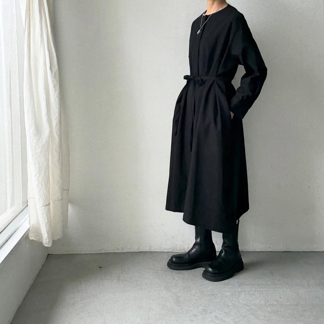 atelier naruse コットンウールシャツワンピース