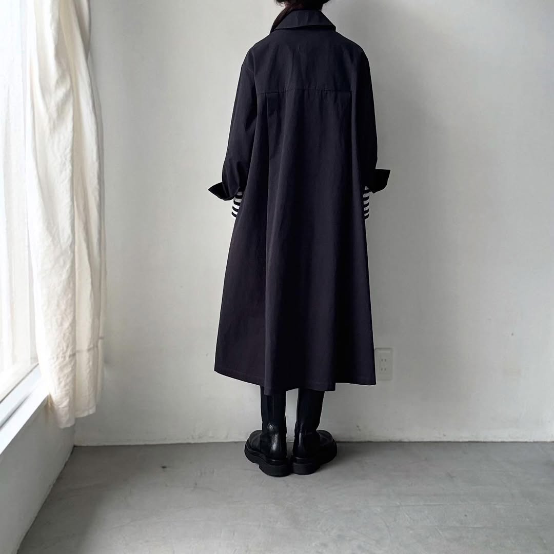 atelier d'antan Girardコットンコートワンピース ダークグレー