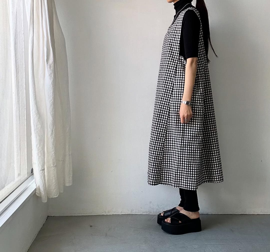 atelier d'antan Coudresギンガムコットンドレス