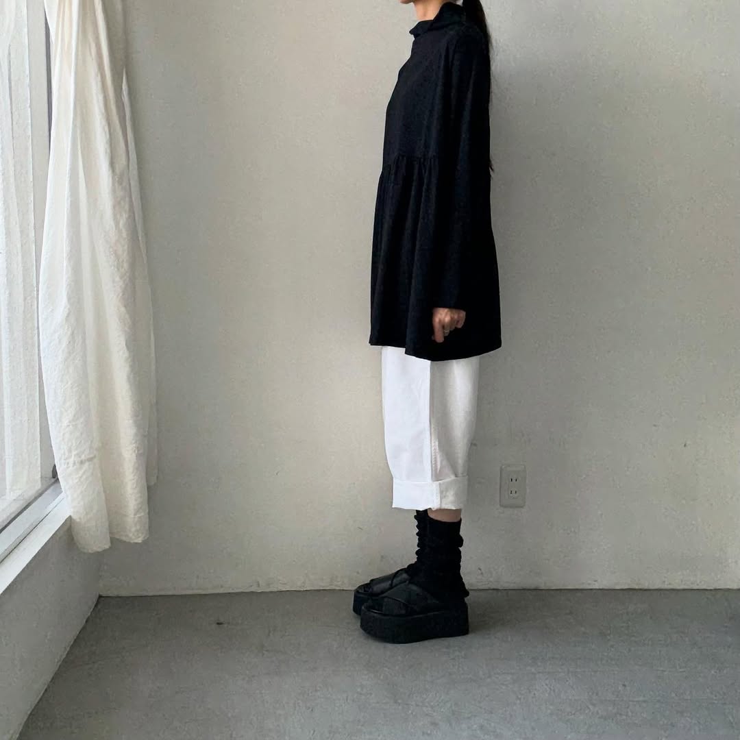 homspun 天竺ハイネックギャザープルオーバー