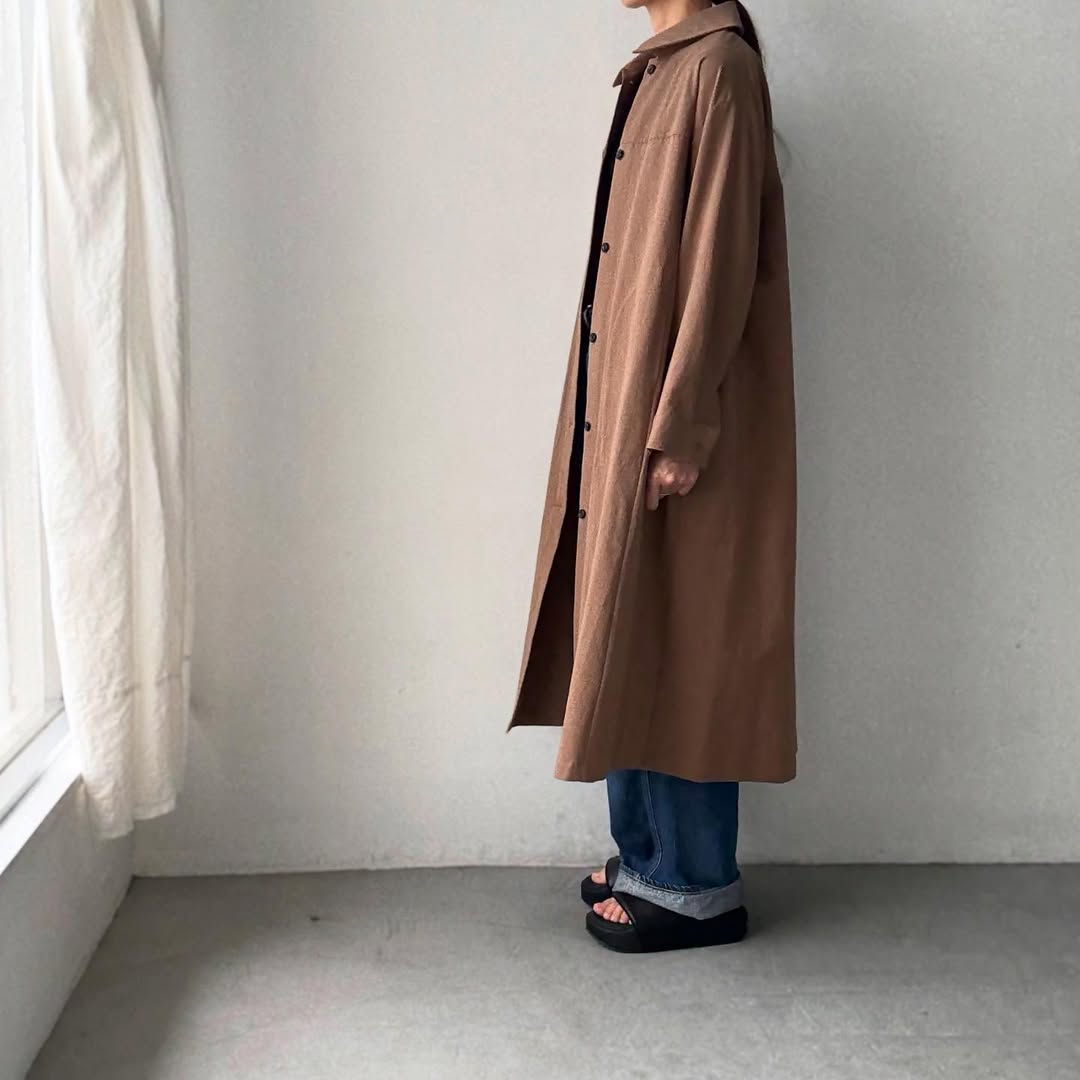 atelier d'antan Girardコットンコートワンピース カーキ