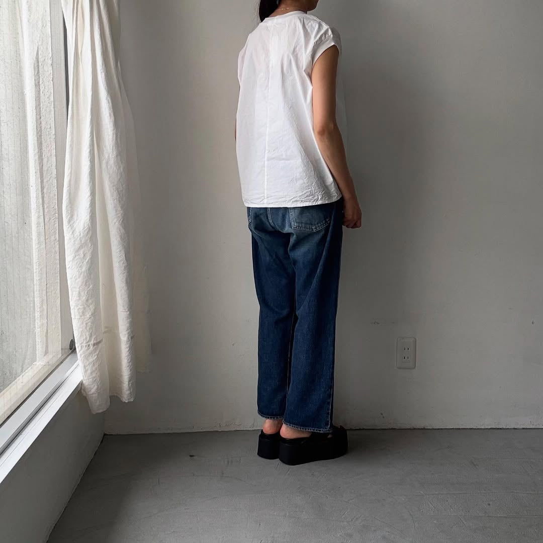 homspun コンパクトウェザーノースリーブブラウス ホワイト