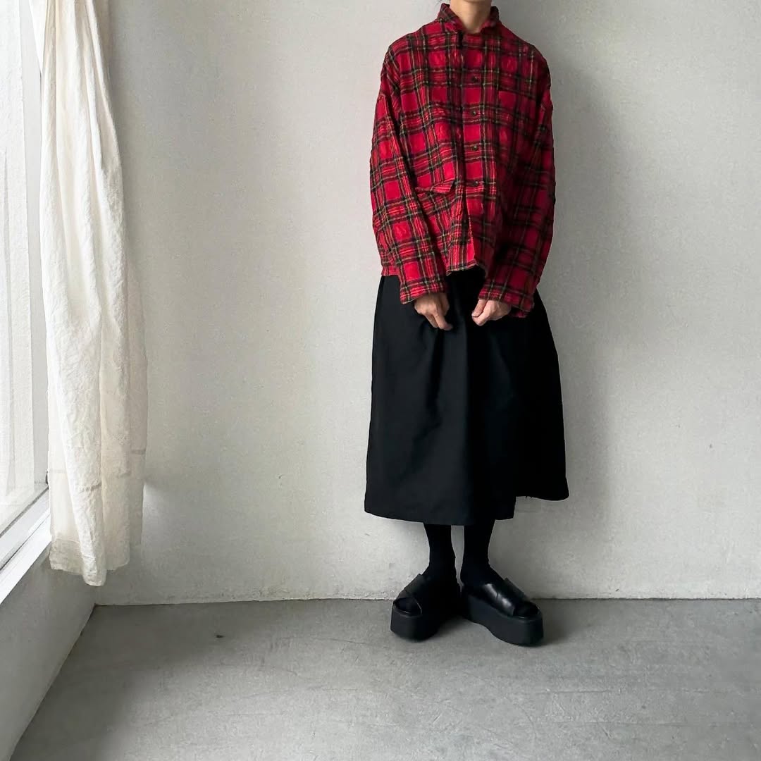 atelier naruse ウールコットンタータンチェックテーラードジャケット