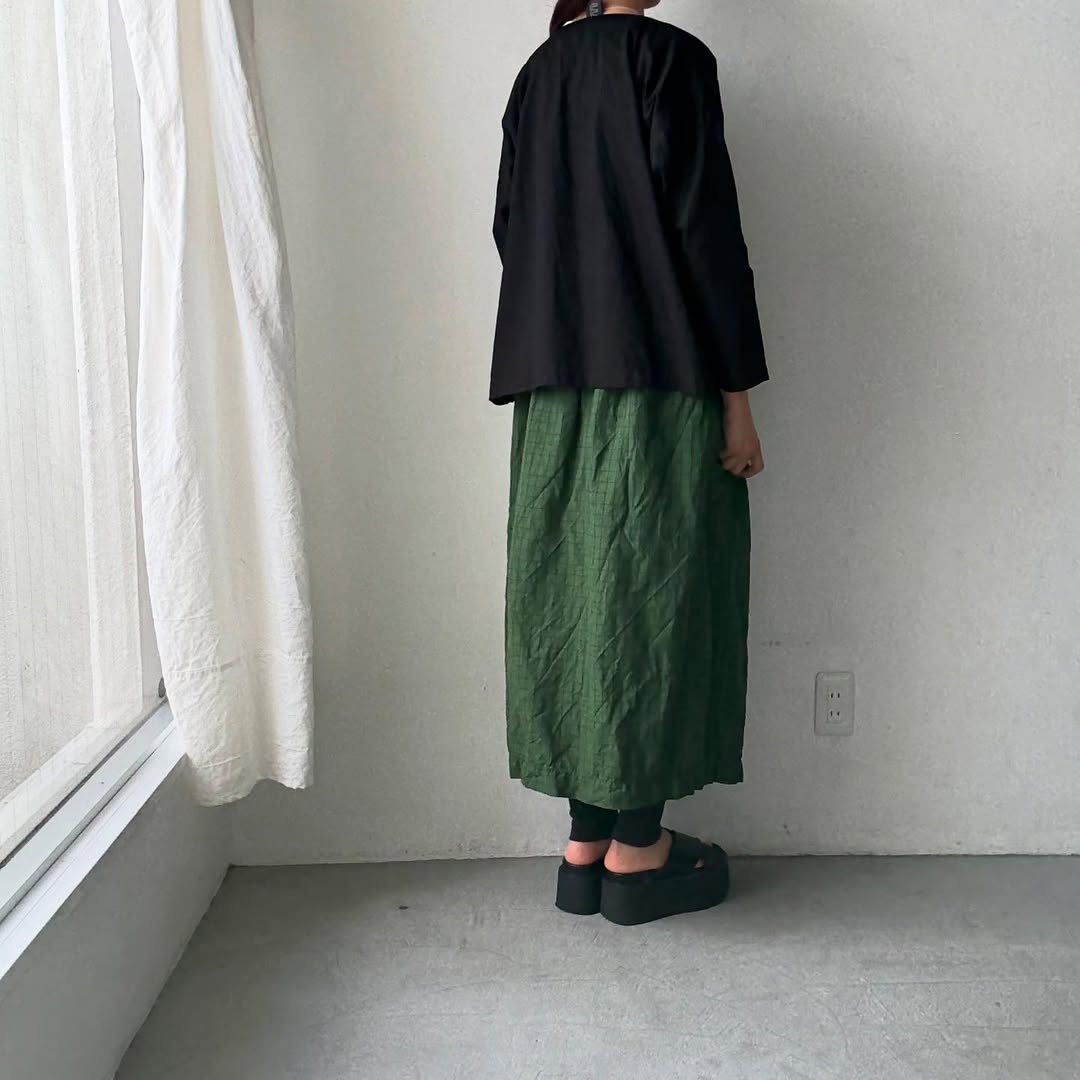 jujudhau コットンツイルダブルボタンシャツ