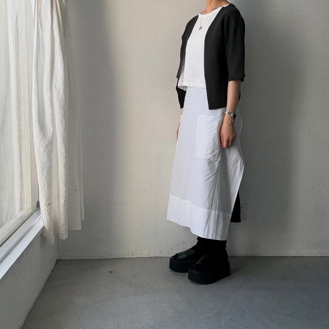 F/style 綿麻ニット5分袖カーディガン スミ