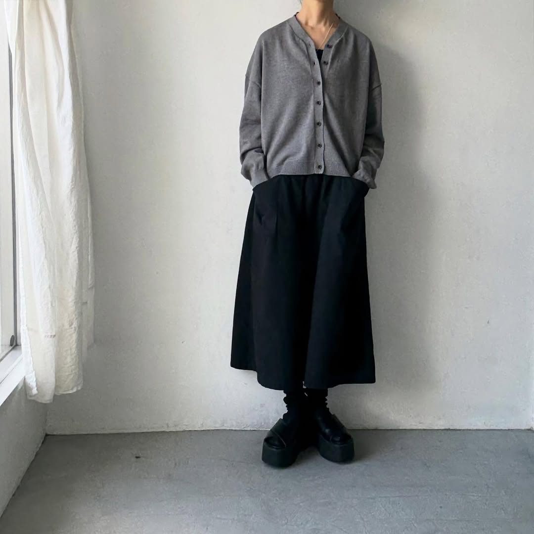 atelier naruse コットンウールニットカーディガン グレー