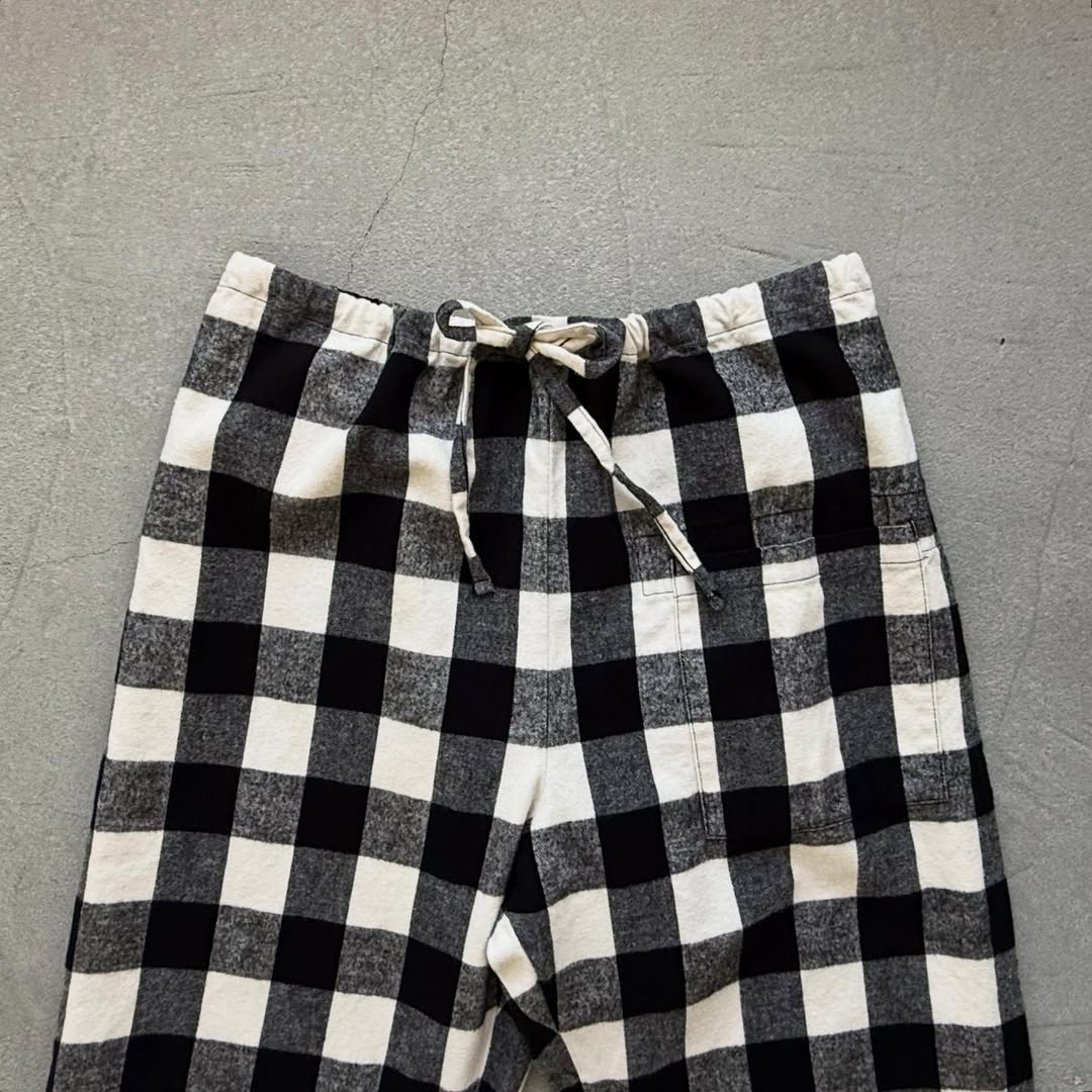 homspun ブロックチェックルームウェアセット オフホワイト×ブラック