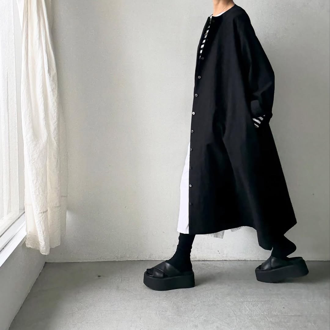 atelier naruse コットンウールシャツワンピース
