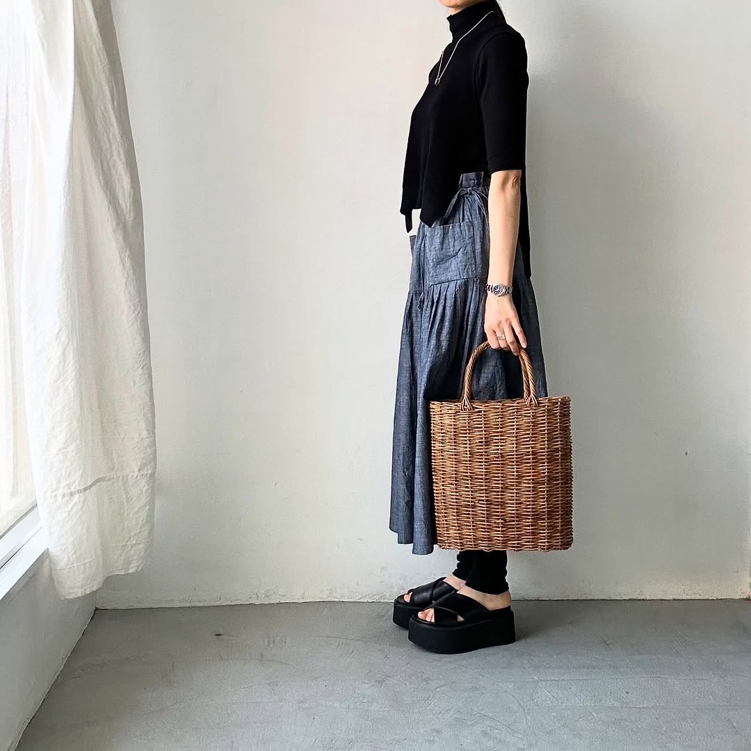 MAGALI インディゴコットンティアードスカート