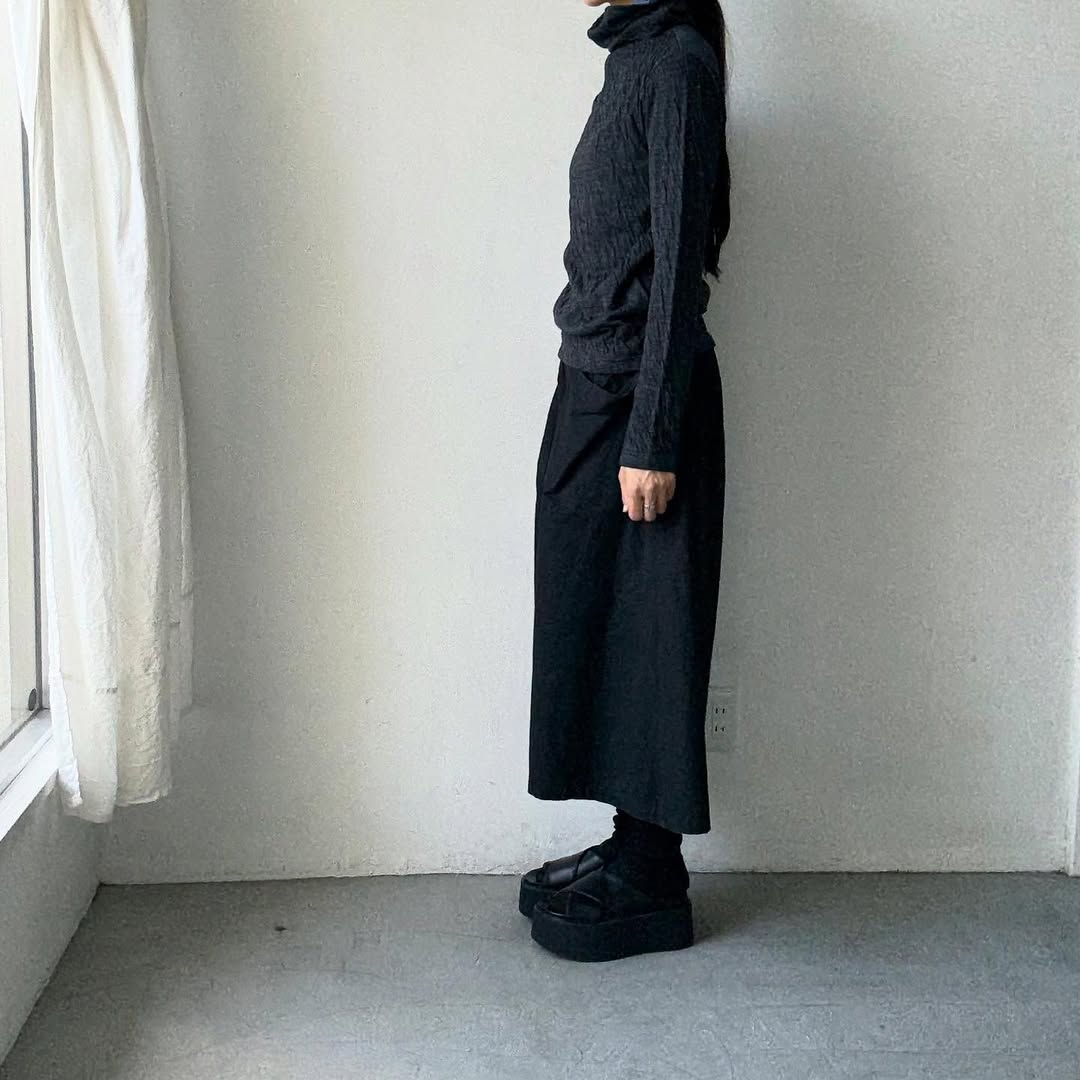 atelier naruse ウールコットンタートルネックカットソー 杢グレー