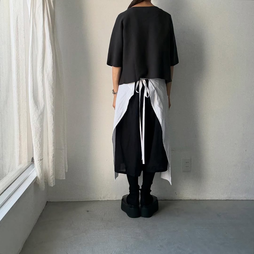 F/style 綿麻ニット5分袖カーディガン スミ